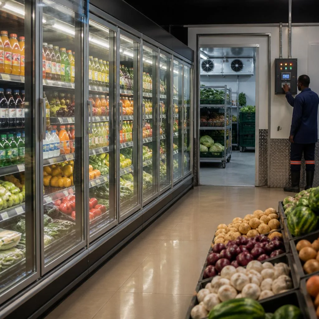 Technician evacuating a refrigeration system