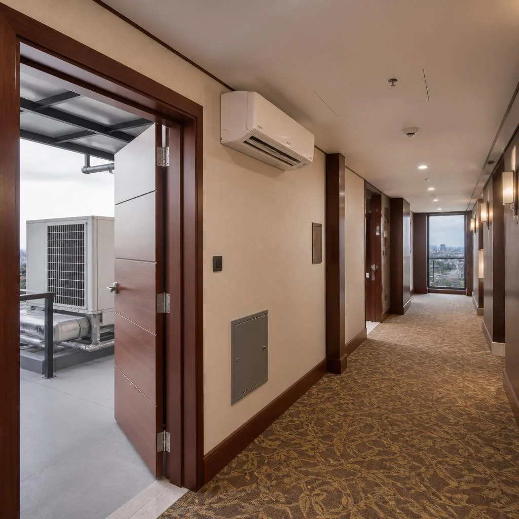 Hospitality air-conditioning equipment in a hotel setting